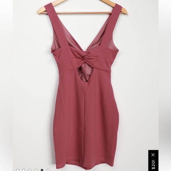 NWT lulus Must Be a Twist of Fate Rusty Rose Bodycon Mini Dress - Picture 5 of 6
